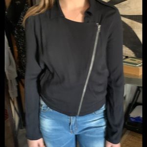 Ella Moss Crepe Zip Military Moto Jacket S/M